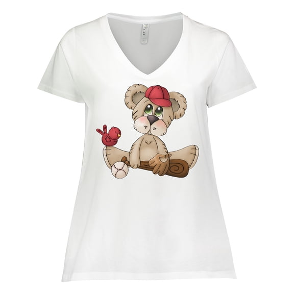 Inktastic Baseball Teddy Bear Women's Plus Size V-Neck T-Shirt