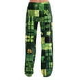 thumbnail image 3 of Fgvctg Womens Pajama Pants St. Patrick's Day Casual Sleepwear Wide Leg Pajamas Shamrock Clover Print High Waisted Pj Pant Stretch Spring Drawstring Lounge Pants Army Green S, 3 of 5