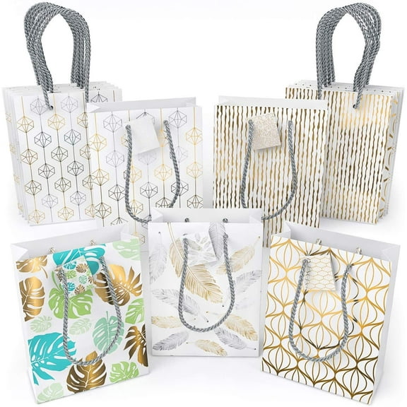 Arteza Gift Bags, White, Assorted Designs - 15 Pack
