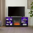 thumbnail image 4 of Resenkos Entertainment TV Stand,Entertainment Center3D Fireplace TV Stand with LED Lights with USB Charging Outlet Modern Television Table Center for TV up to 32-62" Black, 4 of 14
