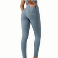 thumbnail image 7 of Butt Lifting Leggings for Women Solid Color High-Waisted Yoga Pants with Pockets Ladies Cycling Fitness Pants Running Sports Ankle Jegging Pants Uniform Pants for Women Light Blue S, 7 of 7