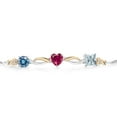 thumbnail image 2 of 925 Silver and 10K Yellow Gold Persian Blue Moissanite Red Created Ruby Sky Blue Aquamarine and Lab Grown Diamond Tennis Bracelet for Women By Keren Hanan (1.96 cttw, Adjustable up To 9 inch), 2 of 4