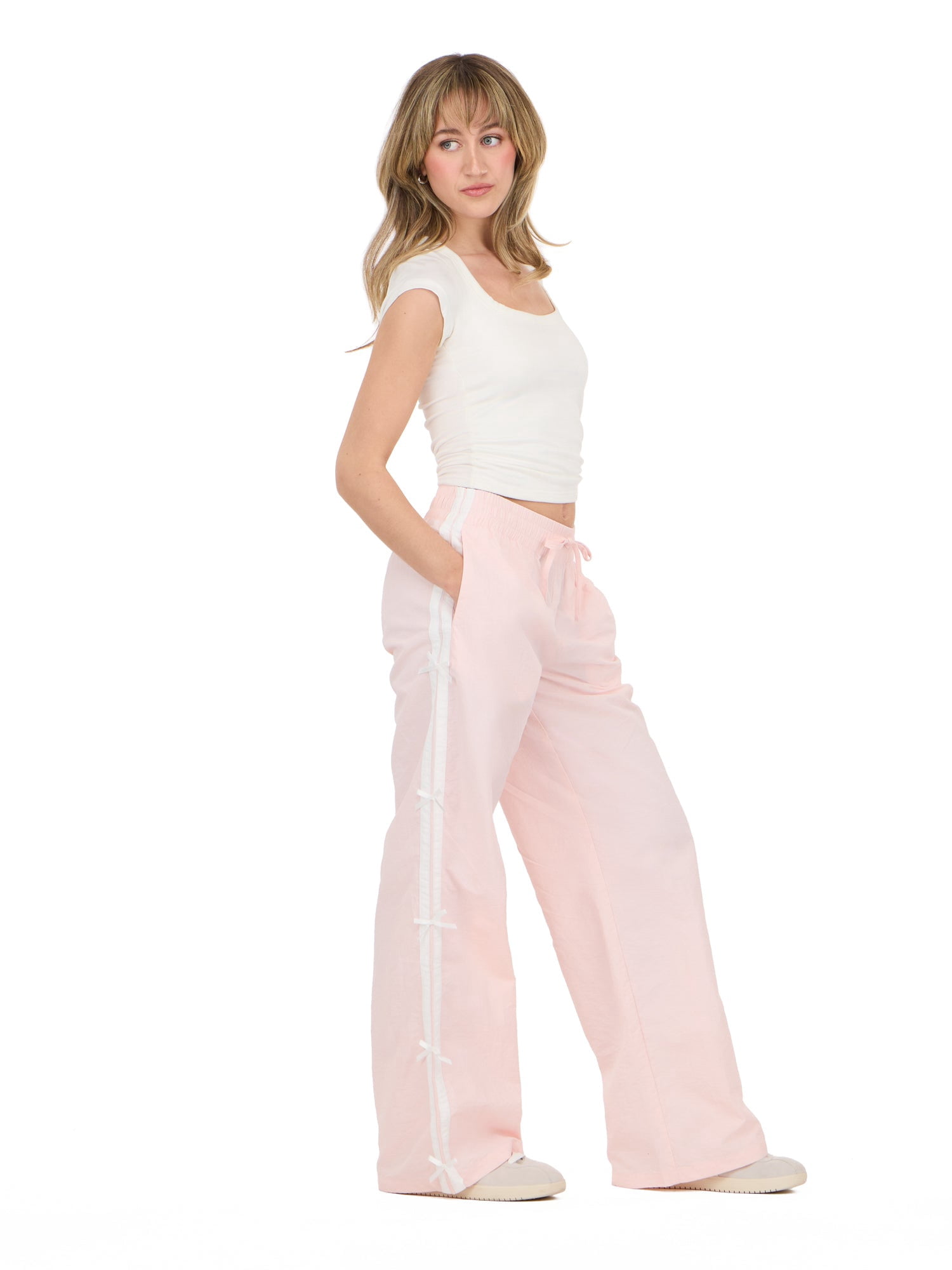 Forever 21 Women's Nylon Wide Leg Pant with Side Stripes, Sizes XS-XL
