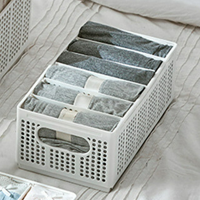 LSLJS sous-Vêtements Pliants, Clothes Storage Basket, Organisateur de Compartiment de Garde-Robe de Chambre, Boîte de Rangement Portable Creuse en Plastique Storage Basket - Multi Tailles Pliable Fermé, Clothes Storage