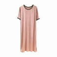 thumbnail image 4 of Sakmal Womens Moomoo Nightgowns Plus Size Long Nightshirt Pink Short Sleeve Womens Nightgown Free Size, 4 of 5