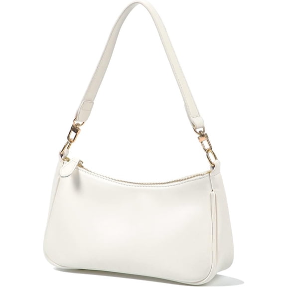 White Minimalist Shoulder Bag, Women's Fashion Underarm Purse, Detachable Chain Crossbody Bag for Daily Commute