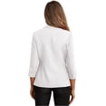 thumbnail image 4 of JWD Women's Casual 3/4 Ruched Sleeve Blazer - Slim Fit Open Front Notched Lapel Work Office Suit Jacket with Pockets White 18, 4 of 6