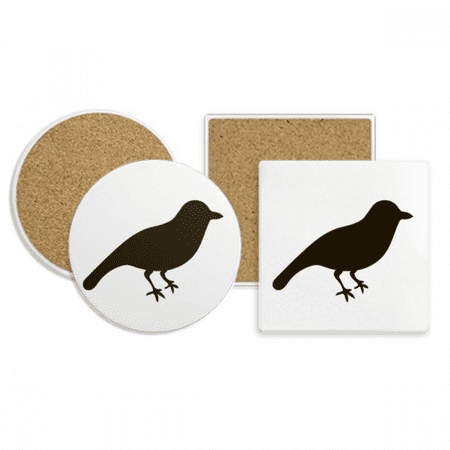

Black Sparrow Animal Portrayal Coaster Cup Mug Holder Absorbent Stone Cork Base Set