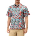 thumbnail image 1 of INSPIRE CHIC Chemises pour Hommes Manches Courtes Imprimé Floral Boutonné Col Pointu Chemise Hawaïenne 50 Rouge Menthe, 1 of 6
