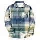 thumbnail image 4 of Blusa y camisa de manga larga con cuello vuelto para hombre, informal, a la moda, con botones, estampado a cuadros, blusa elástica de manga larga con cuello vuelto, blusa de poliéster para hombre, 4 of 5