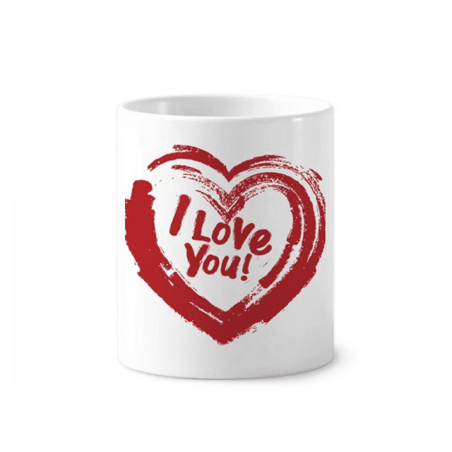 I Love You Red Heart Pattern Toothbrush Pen Holder Mug Cerac Stand Pencil Cup