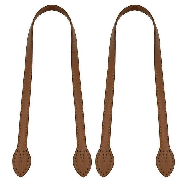 2pcs Imitation Leather Bag Handles Durable Handbag Strap Replacing Bag Belt for Women Yellow Brown