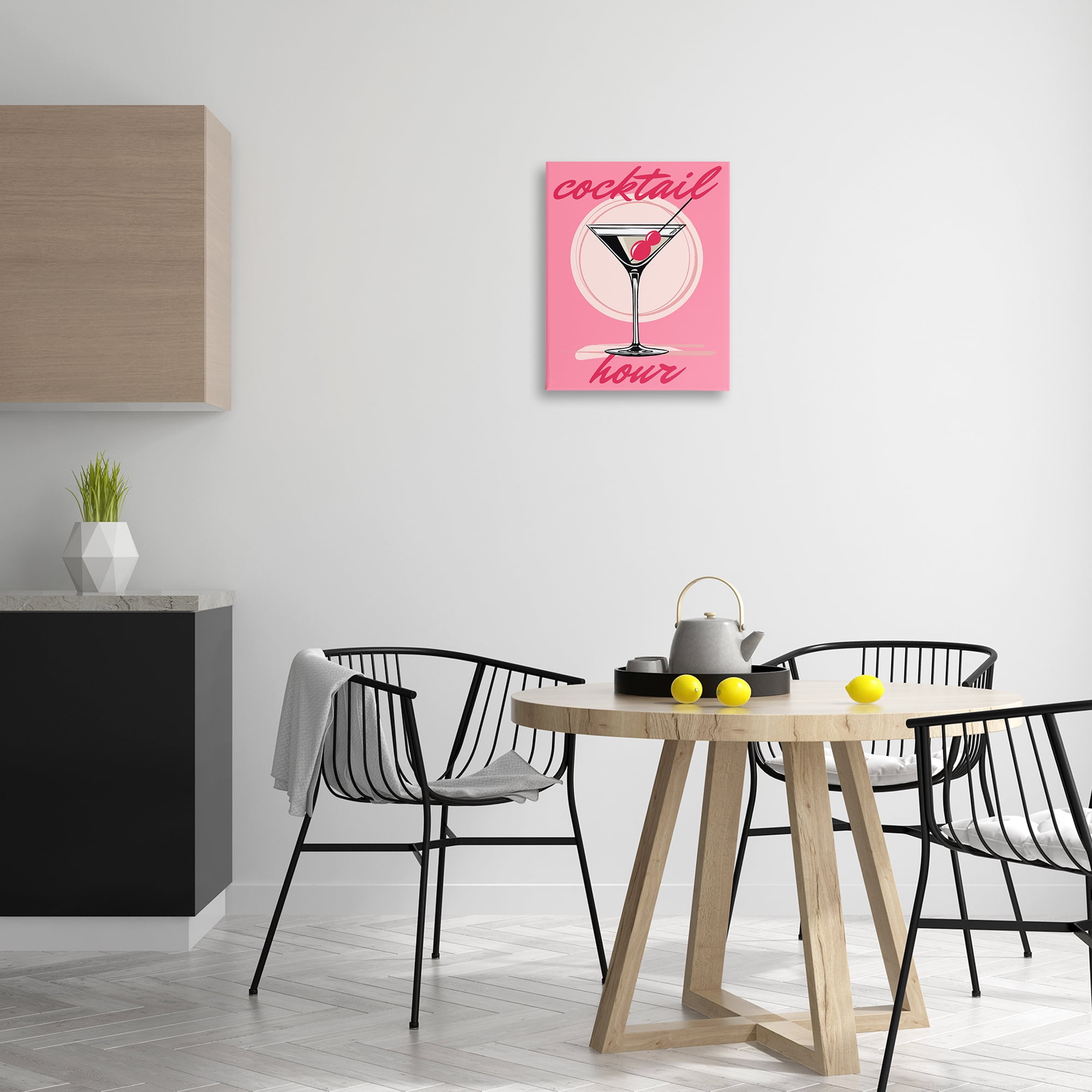 Stupell Industries Cocktail Hour on Pink Food & Beverage Painting Wrapped Canvas Art Print Wall Art, 16 x 20