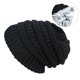 thumbnail image 1 of Gorros de punto de invierno para hombres y mujeres, doble capa, gorros de invierno, capó, interior de satén, estilo minimalista (negro) Rojo Verde, 1 of 4