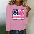 thumbnail image 4 of VKOYWKM Pink Breast Cancer Shirts for Women Breast Cancer Awareness Tshirt Pink Ribbon Print Long Sleeve Shirt Casual Crew Neck Loose Fit Breast Cancer Blouses, 4 of 4
