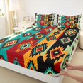 thumbnail image 4 of jejeloiu Bold Tribal King Sheets For Men Women,Geometric Print Bedding,Multi Color,4-Piece,1 Flat Sheet, 1 Fitted Sheet and 2 Pillowcases, 4 of 6