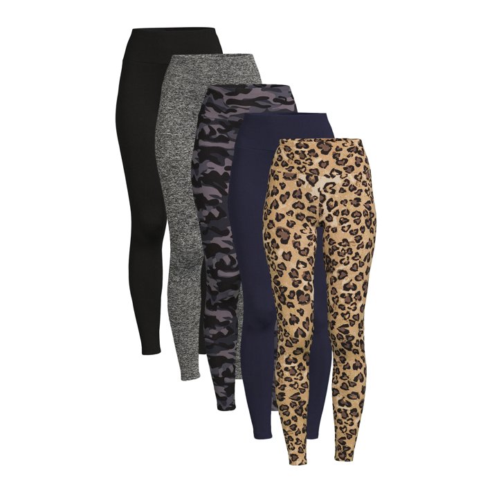 Feathers Women's Active Fleece Leggings, 5Pack