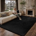 thumbnail image 4 of BERTHMEER 5'x8' Black Shag Area Rugs for Living Room Bedroom Fluffy Fuzzy Plush High-Plie Soft Washable Modern Contemporary Rugs Carpets, 4 of 6