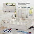 thumbnail image 4 of Bellemave Full Size Floor Bed with Door and High Fence Guardrails  Floor Bed with Bed Slats Wooden Floor Bed Montessori Bed Frame (Full, White, With Slats), 4 of 10