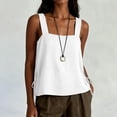 thumbnail image 6 of VBVC Women's Cotton Linen Square Neck Tank Tops , Ladies' Summer Sleeveless Blouses , Soft Breathable Side Drawstring Tops For Women,White,S-3XL, 6 of 8