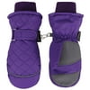 ANDORRA Boy's Premium Quilted Weather-proof Thinsulate Ski Mittens, Longer Snow Cuff,L,Purple