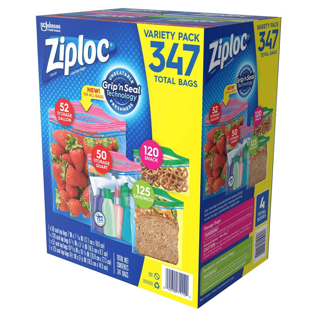 Ziploc Seal Top Bag, Variety Pack, 347-count