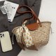 thumbnail image 4 of Bolso Mano Tejido Paja para Mujer Bolsos Playa Verano Viajes Al Aire Libre (cinta Marrón), 4 of 8