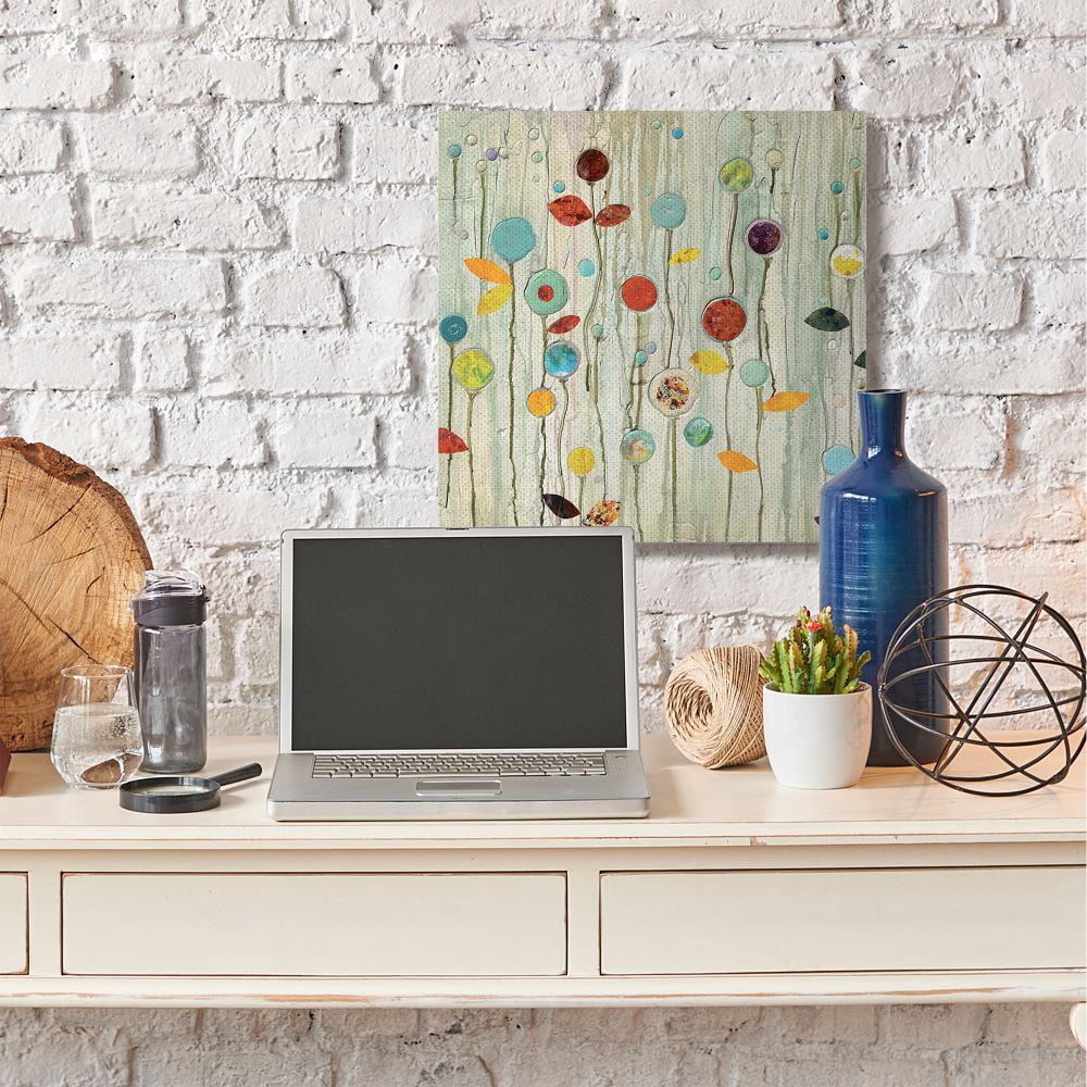 Stupell Industries Abstract Paint Drop Floral Scene Whimsical Collage Canvas Wall Art Design by Classic Collection, 36" x 36"