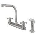 thumbnail image 1 of Kingston Brass KB718AXSP Victorian High Arch Kitchen Faucet with Matching Sprayer, Satin Nickel, 1 of 1