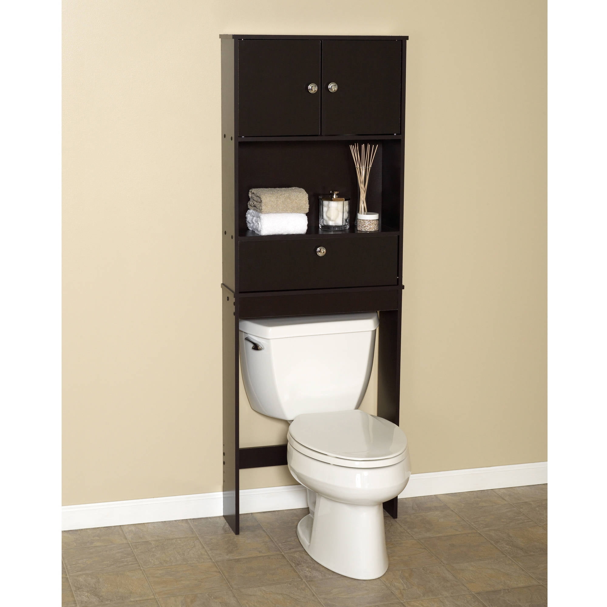 Zenna Home Drop Door Bathroom Spacesaver With  Door Cabinet Espresso Walmart Com