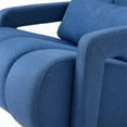 thumbnail image 6 of Modern Accent Chair, Mid-Century Living Room Chair with Waist Pillow and Solid Wood Frame, Indoor Lounge Chair for Bedroom Reading Room, Navy Blue, 6 of 7