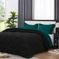 thumbnail image 2 of D.N.G. BEDDINGS 1 Piece Luxury Reversible Diamond Pattern Comforter Premium Super Soft, All Season 800 TC, 100% Egyptian Cotton Oversized Super King Size Teal/Black Solid Color, 2 of 7