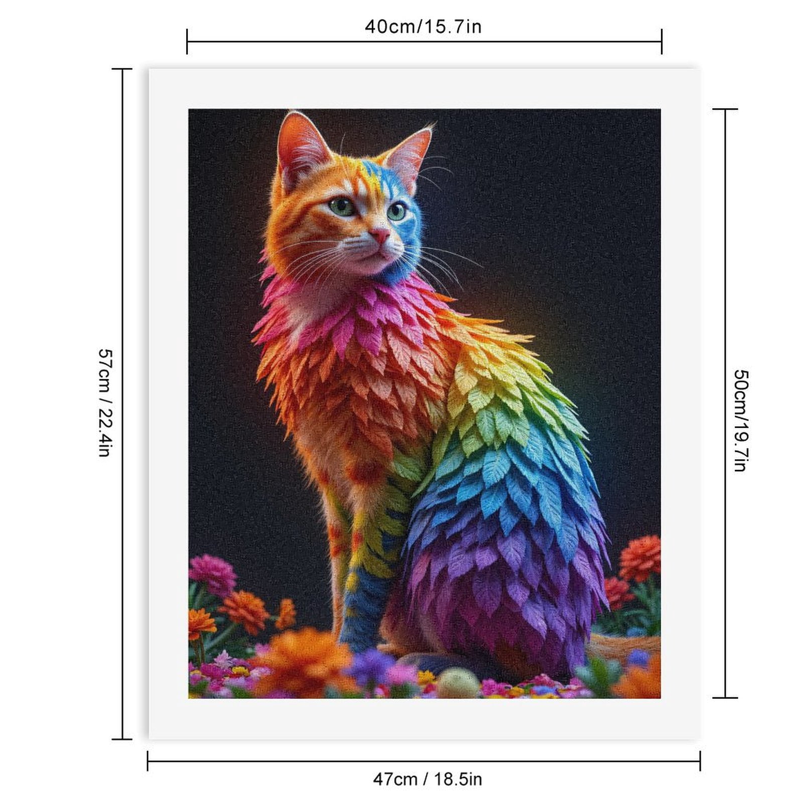 Paint by Numbers Kit for Adults, Rainbow Cat Fantasy Leaves Flowers Paint by Numbers, Easy Paint by Numbers Kit for Adults Beginner, DIY Adult Paint by Number Kits on Canvas, Home Decor
