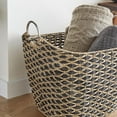 thumbnail image 5 of DecMode 21" x 18" Brown Seagrass Handmade Storage Basket with Metal Handles, 1-Piece, 5 of 13