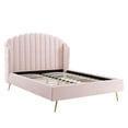 thumbnail image 2 of Modway Lana Queen Performance Velvet Wingback Platform Bed in Pink, 2 of 11