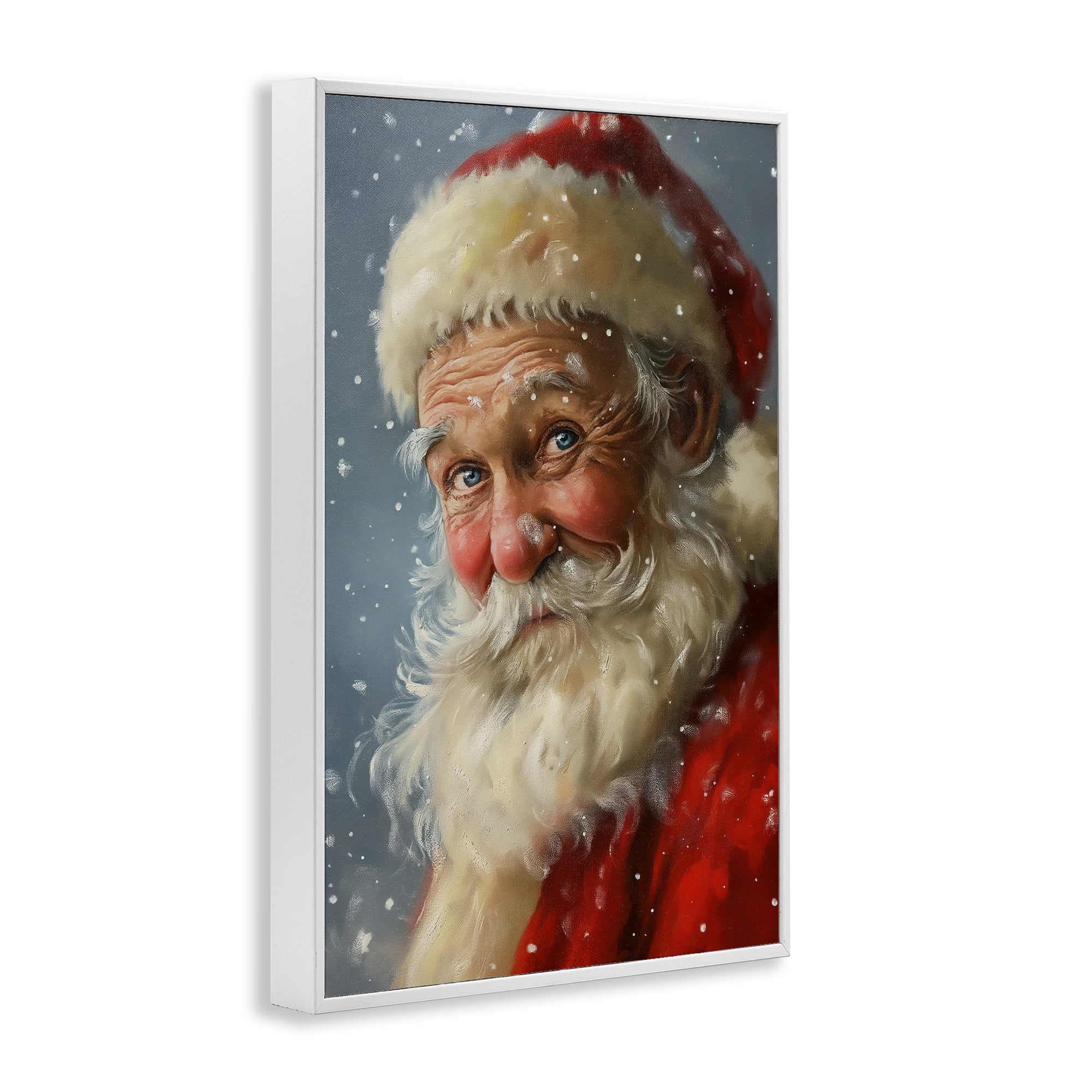 Stupell Industries Rosy Santa Portrait Holiday Painting White Framed Art Print Wall Art, 20 x 30