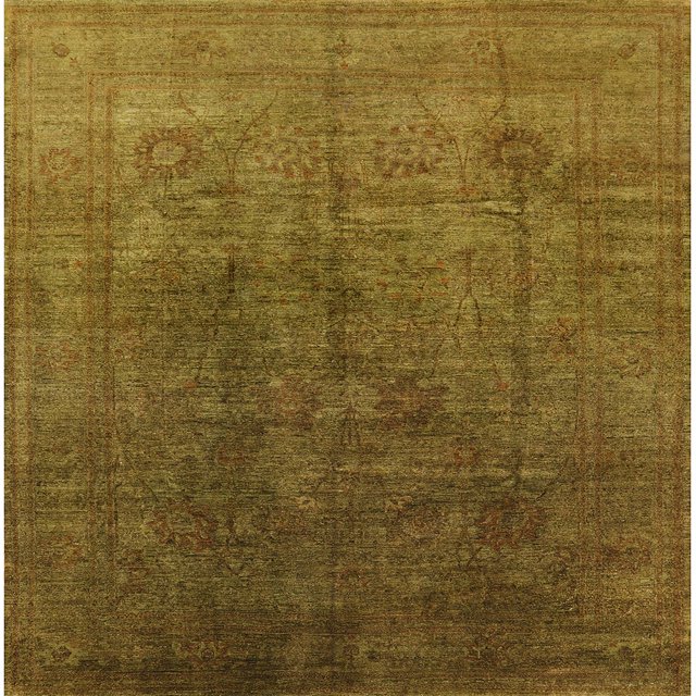 Ahgly Company Tapis d'Intérieur Carré Milieu du Siècle Moderne Brun Bronze Foncé Zone Orientale, 8' Carré