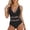 Black, variant on Women's One Piece Swimsuit Bathing Suit V Neck Adjustable Straps Ruched Mesh Back Hook