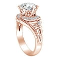 thumbnail image 2 of AFFY 2.28 Carat Round Shape Moissanite & Natural Diamond Filigree Engagement Ring 14K Solid Rose Gold Ring Size-8, 2 of 2