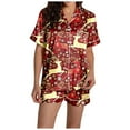 thumbnail image 3 of Wangmeiwg Women's Pajama Sets Women Pajama Sets Reindeer Print Short Sleeve Shorts Pajama Set Ideal for Christmas Comfort and Style XXL Purple, 3 of 7