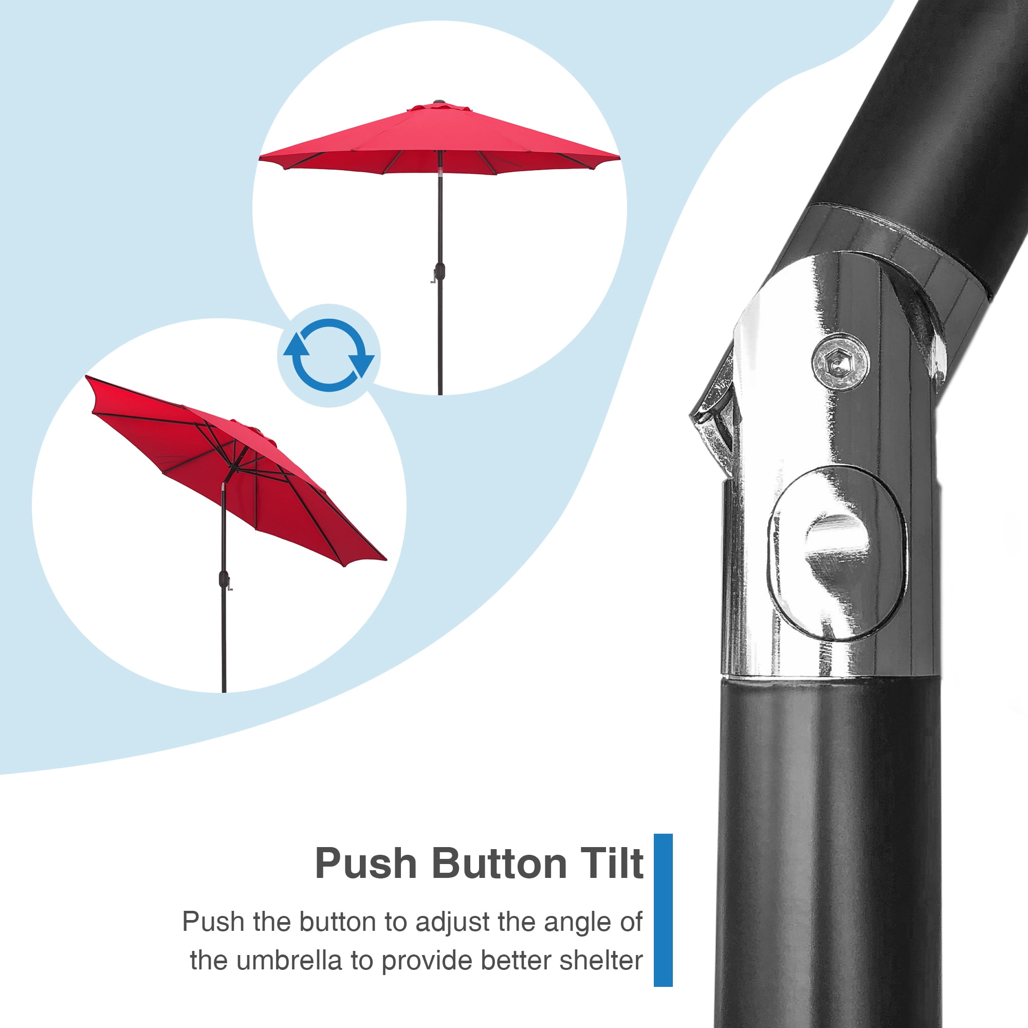 Abble Outdoor 10ft Patio Umbrella with Crank and Tilt - Red