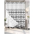thumbnail image 2 of No Hook Shower Curtain with Snap-in Liner, Vintage Bohemia Waterproof Fabric Bathroom Curtains, Abstract Geometric Art Simple Boho Dark Gray Bath Curtains & Mesh Top Window 66"x72", 2 of 9
