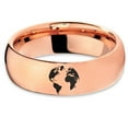 thumbnail image 2 of Tungsten Earth Globe Atlas Planet Band Ring 7mm Men Women Comfort Fit 18k Rose Gold Dome Polished, 2 of 4