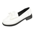 thumbnail image 3 of Juebong Women's Loafer Comfortable PU Leather Work Shoes Cute Penny Loafer Slip On Bowknot Driving Flats White,36, 3 of 8