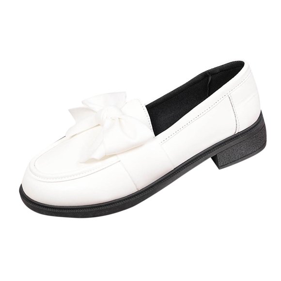 Bow Bow Bow Women's PlusSize British Bow Patent Leather Loafers Fall and Winter Comfort and Style