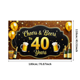 thumbnail image 2 of Black Wooden Background Golden Decorated Cheers Beers 40 Years Banner Party Supplies Photography Props Birthday Decoration Anniversary Celebrations Event Decorations, 2 of 7