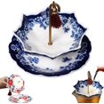 thumbnail image 1 of Blue and White Porcelain Umbrella Tea Infuser Set, Umbrella Shape Ceramic Tea Strainer, Chinese White Porcelain Loose Leaf Filter with Rotating Design for Kung Fu/Coffee/Brewing (Blue), 1 of 16