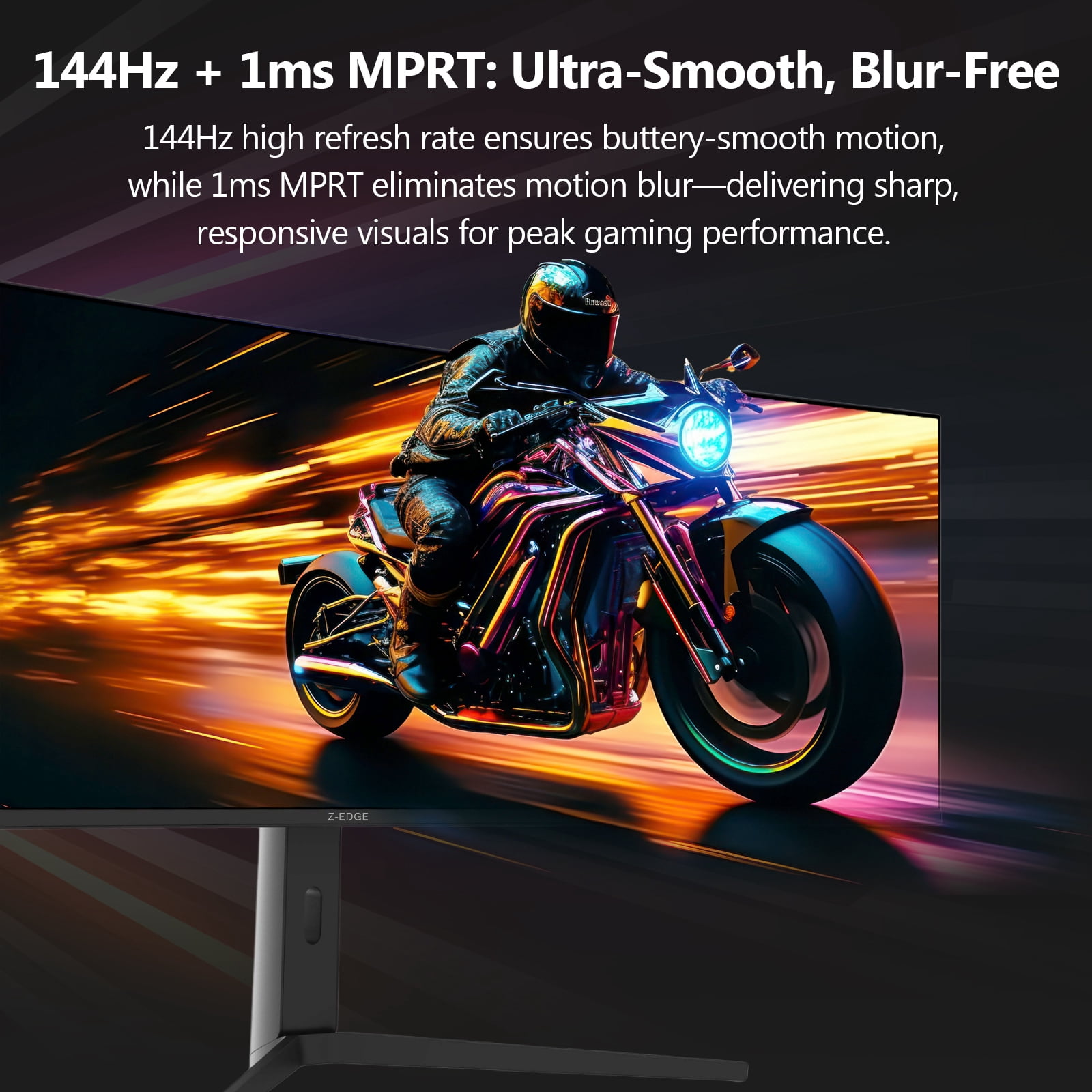 Z-EDGE 49 Inch 144Hz Curved Gaming Monitor, DQHD 1440P IPS Display, 1ms MPRT, AMD FreeSync, HDR Support, VESA Mount Compatible, Black