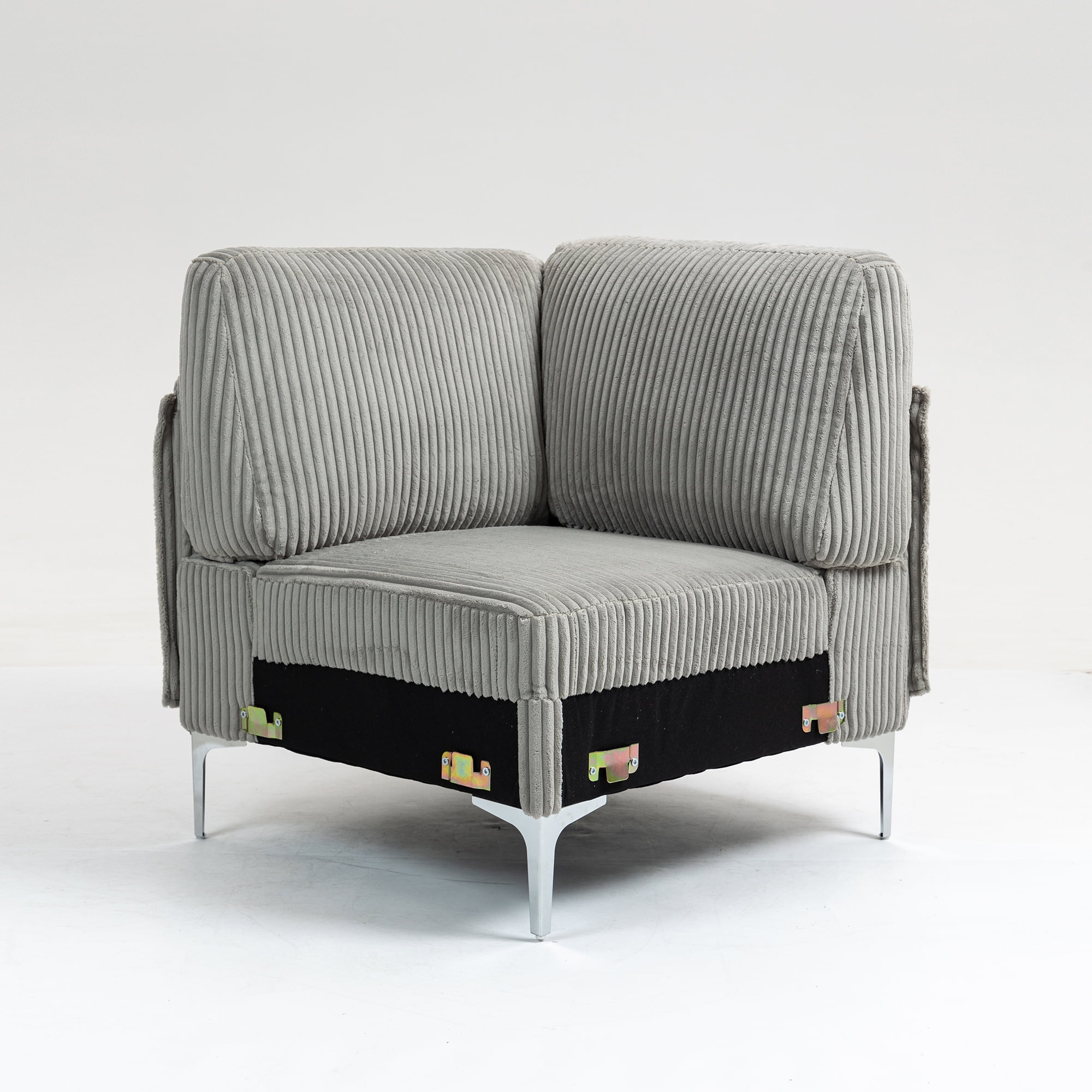 Modular Sectional Sofa, Corner Seat, Middle Seat Module Couch, Gray Corduroy Fabric, DIY Design with Multiple Configurations