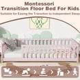 thumbnail image 4 of PORKISS Twin Floor Bed with Guardrails, Pink Wood Montessori Floor Bed Frame with Slats, Low Bed Frame for Kids Room, Open Entry Design, No Box Spring Needed, 4 of 10